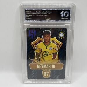 Neymar Jr Gold Signature Auto Soccer 2024 Graded 10 Brazil World Cup Card